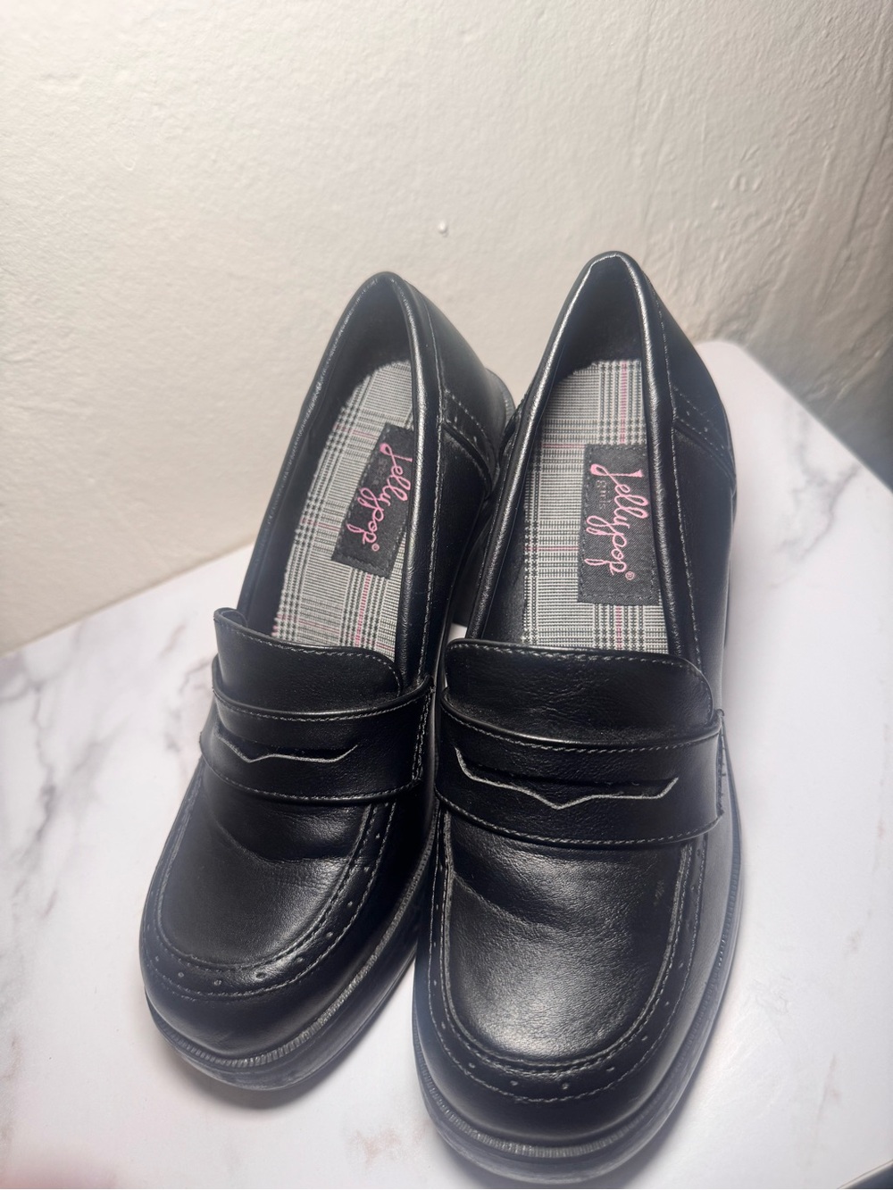 Jellypop Black Leather Penny Loafers